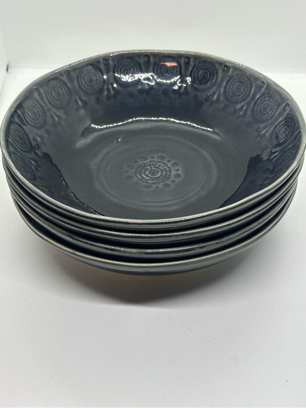 Anthropologie Old HavanaGlazed Stoneware Pasta/Soup Bowl - Slate Gray (Set of 4)